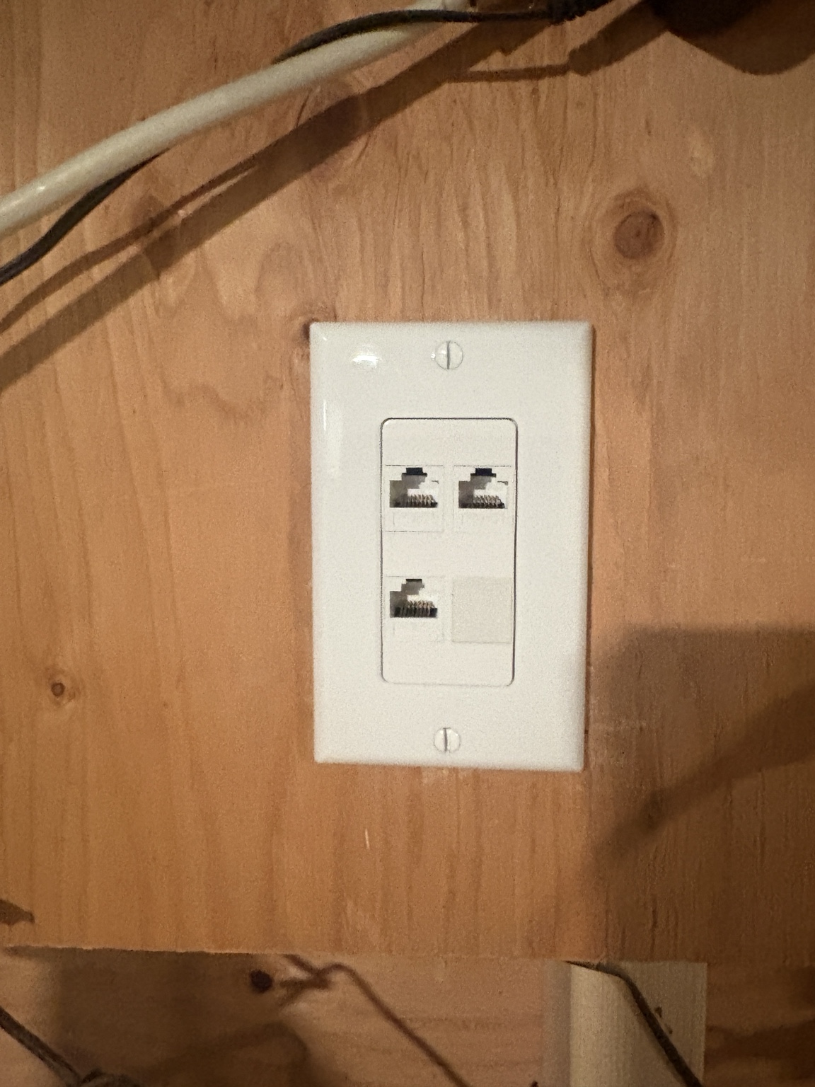 Three finished Ethernet outlets installed by Simple Electric